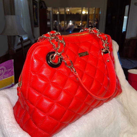 kate spade Handbags - Red Kate Spade “Georgiana” Quilted Chained Bag
